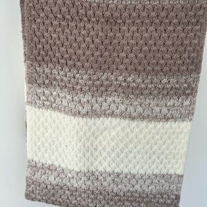 Calvin Klein Brown and Cream Knit Scarf - new